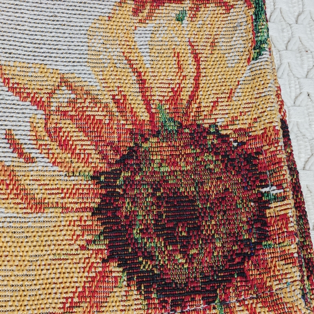 Fall Summer Farmhouse Rustic Tapestry Yellow Sunflower Decor Runner